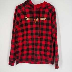 Kimes Ranch Hoodie Red Black Buffalo Plaid Pullover Western Cowgirl Women L